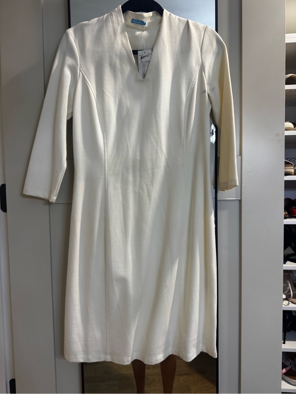 J. McLaughlin Cream V-Neck A-Line Dress